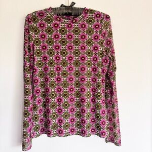 INC International Concepts Illusion‎ Semi Sheer Purple Floral Mesh Top Size M